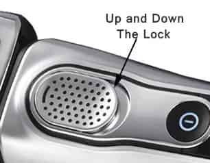 how to lock Braun 9370cc shaver's head