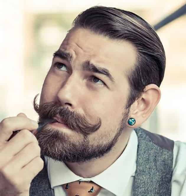 Medium Beard With Curved Mustache