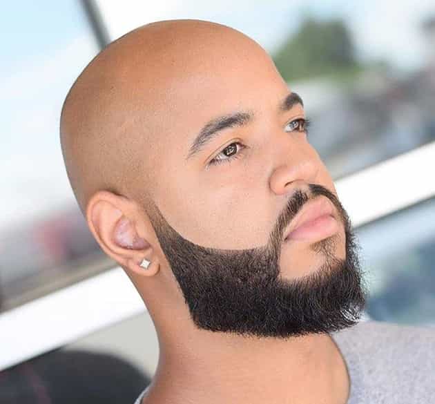 curved beard with bald