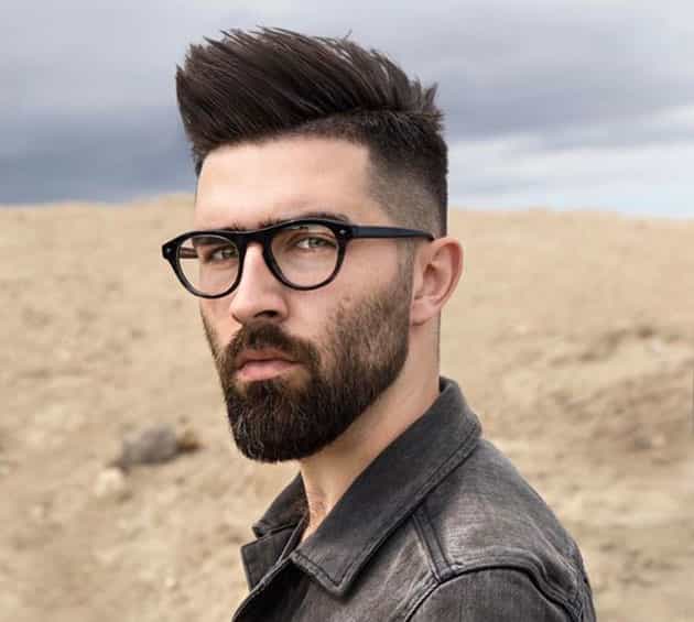 flat medium beards with Pompadour hair and Glasses