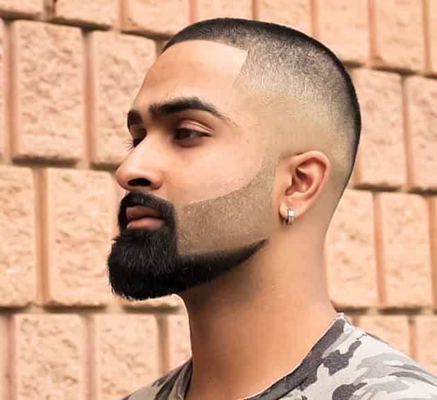 shade and curved beard style